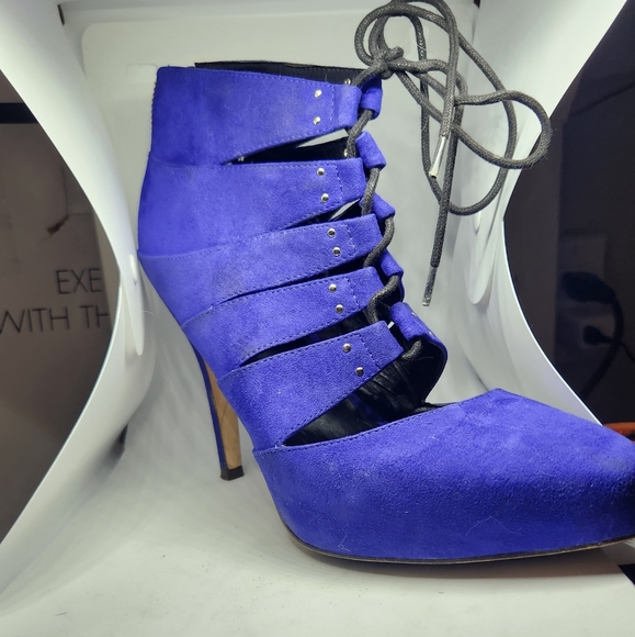 INDIGO LACEUP STILETTO HEEL - Picture 2 of 5